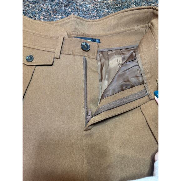 Women's High Waist Pleated Brown Dress Shorts Size M - Picture 7 of 16